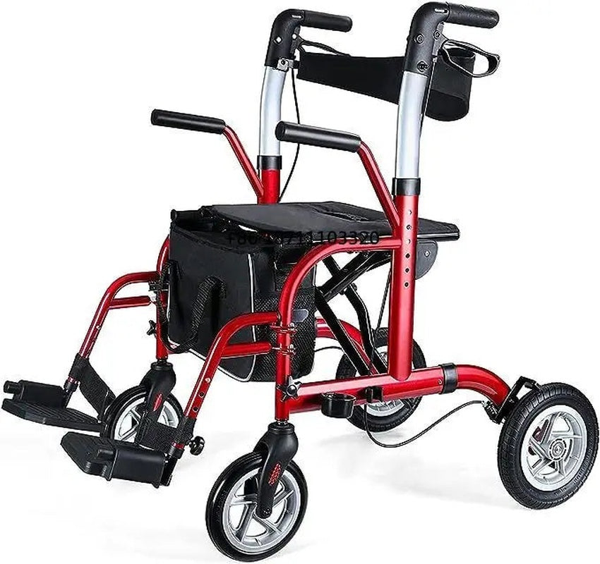 HCT-9124G Health Home Care Medical Easy-folding Rollator Walker for Seniors Rehabilitation Training Mobility Aids with Seat