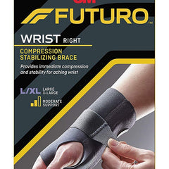 Wrist Brace Futuro Compression Stabilizing Low Profile Aluminum / Nylon / Polyester / Polyethylene / Spandex / Silicone Right Hand Black Large / X Large
