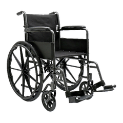 Dynarex DynaRide Series 1 wheelchair front view with padded seat and full arms