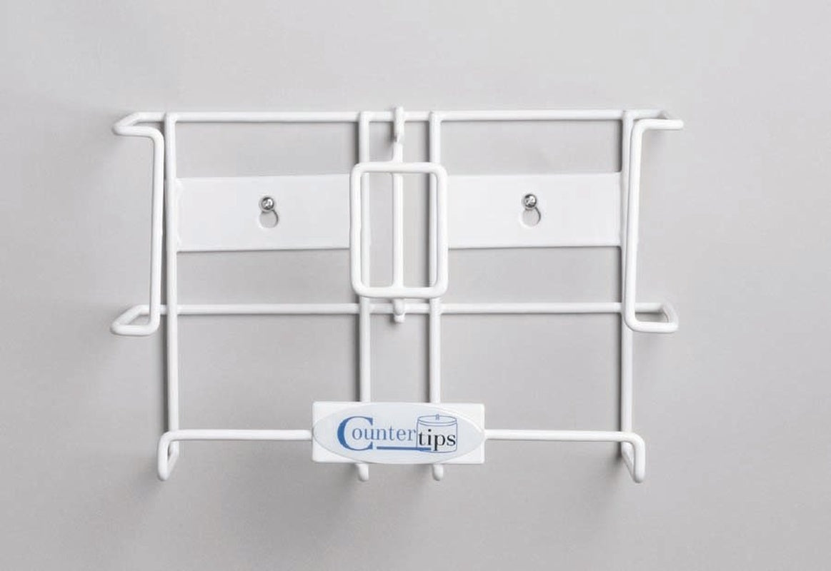 Glove Box Holder Countertips Horizontal or Vertical Mounted 2 Box Capacity White 7 1/2 X 11 3/4 Inch Coated Wire