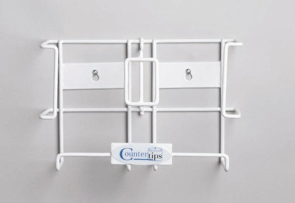 Glove Box Holder Countertips Horizontal or Vertical Mounted 2 Box Capacity White 7 1/2 X 11 3/4 Inch Coated Wire