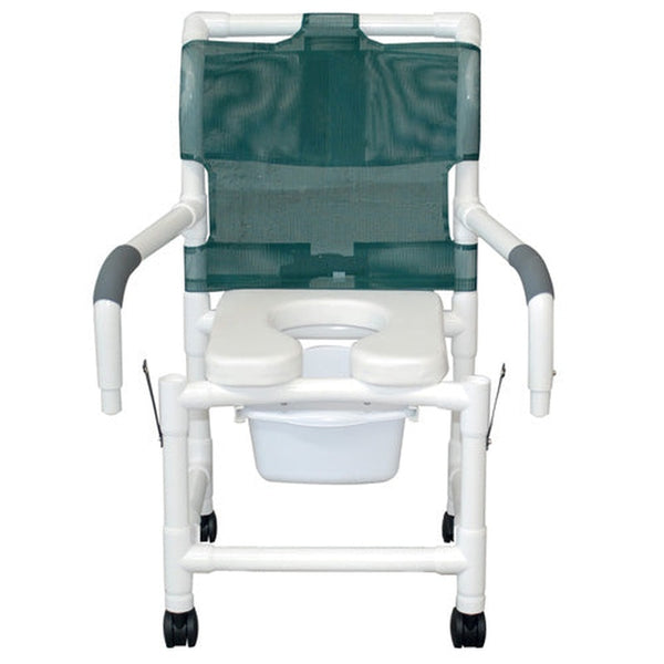 Shower Chair 18 W W/soft Seat Elongated Droparm Square Pail