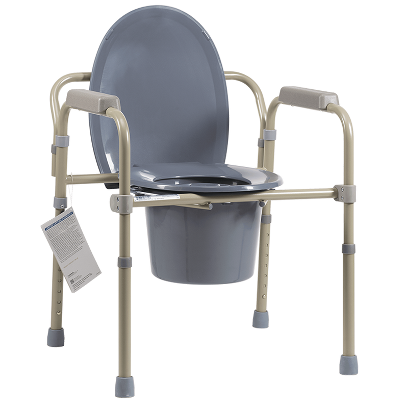 dynarex elongated folding bedside commode bulk packed