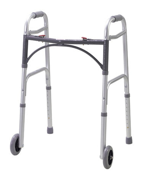 Walker Folding 2 button Youth W/5  Wheels Deluxe (drive)   All Care Store 