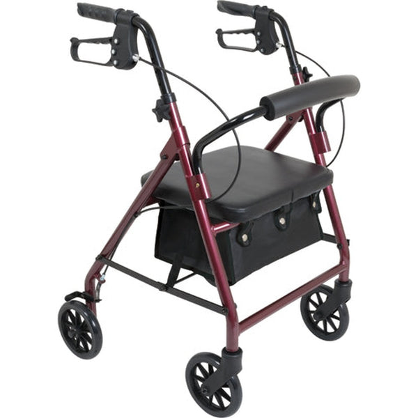 Rollator Junior Aluminum 6 Wheels Burgundy   All Care Store