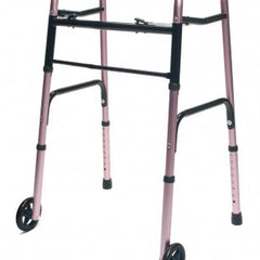 Lumex Aluminum Lightweight Folding Walker Weight Support-300lbs, Wheel Size-5inch, Width-24.5Inch, 716270PK2