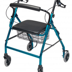Lumex Rollator For Seniors and Elders, Wheel size 8 inch With Height Adjustable Customizable from 31"–34.5" to accommodate users 5' to 6' tall,  Weight Capacity 350lbs Aqua Color , Foldable, RJ4318AQ
