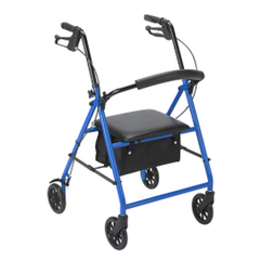 Dynarex DynaGo Advantage Folding Rollator with 6inch wheels, Weight Capacity 300lbs Durable Steel Frame Rollator, Available Color Blue and Red, 10205,6