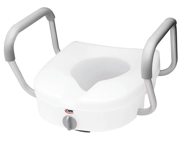 Carex E-Z Lock Raised Toilet Seat W/ Armrests