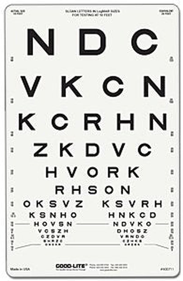 Eye Chart Good Lite 10 Foot Distance Acuity Test