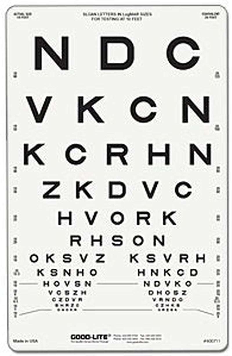 Eye Chart Good Lite 10 Foot Distance Acuity Test