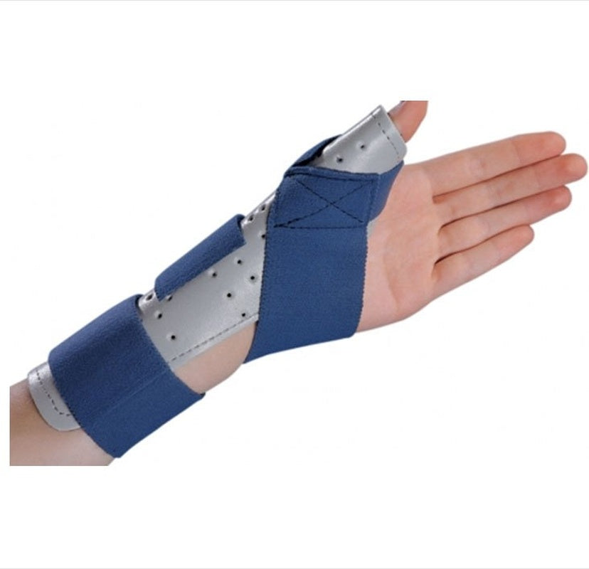 Thumb Splint ThumbSPICA Adult Large / X Large Hook and Loop Strap Closure Left or Right Hand Blue / Gray