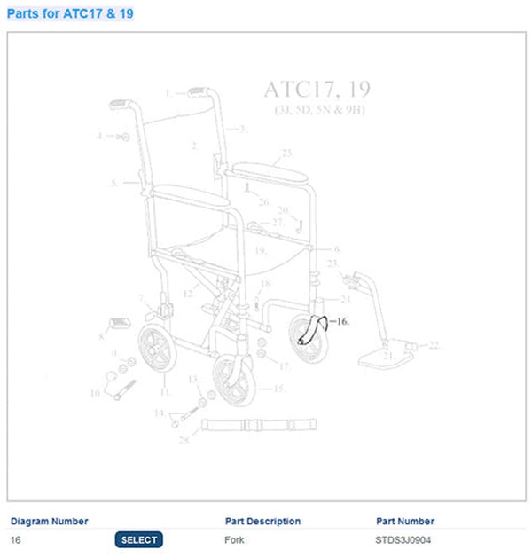 Drive Medical STDS3J0904 Front Fork For 10950 Transport Chairs