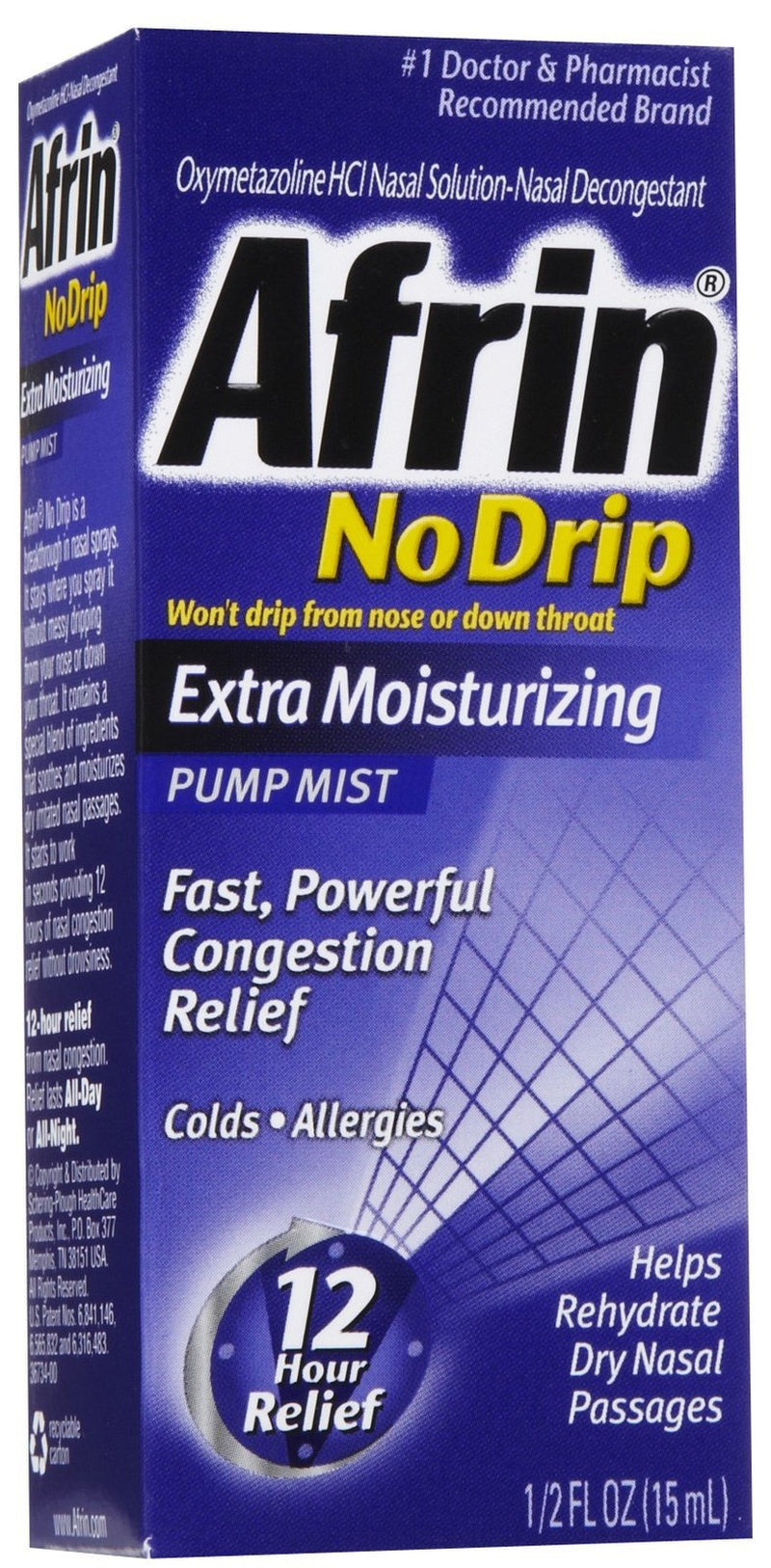 Sinus Relief Afrin No Drip Extra Moisturizing 0.05% Strength Nasal Spray 15 mL