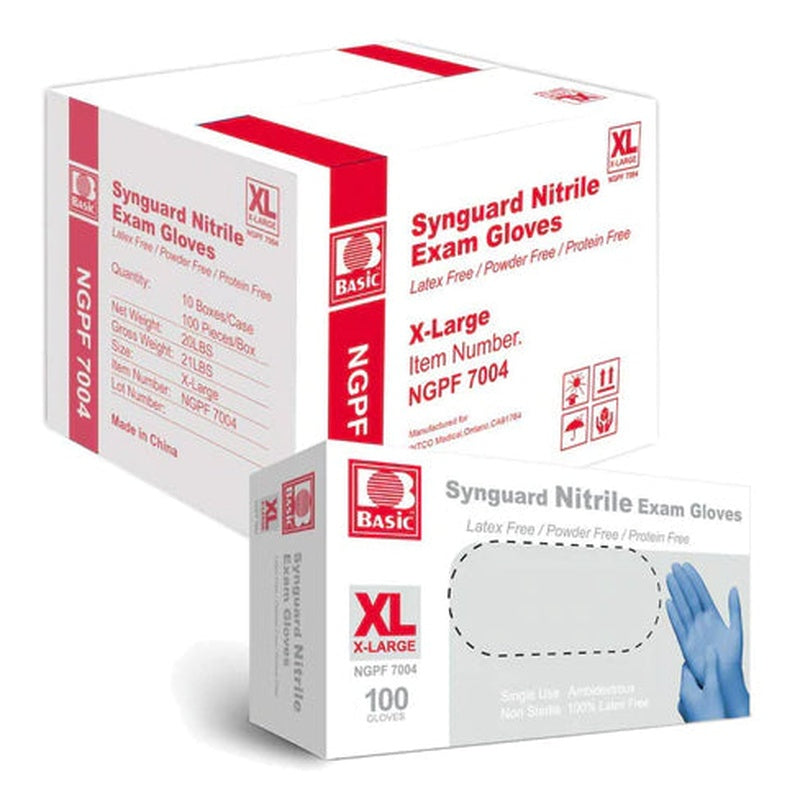 Synguard Nitrile Exam Gloves 10 Bxs/case  X large   All Care Store
