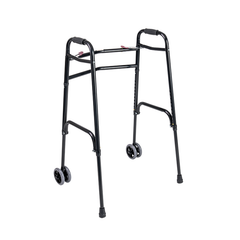 dynarex steel button folding walker with wheels adult