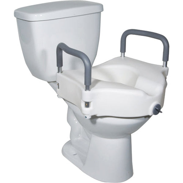 Raised Toilet Seat W/ Lock & Padded Removable Arms Retail   All Care Store