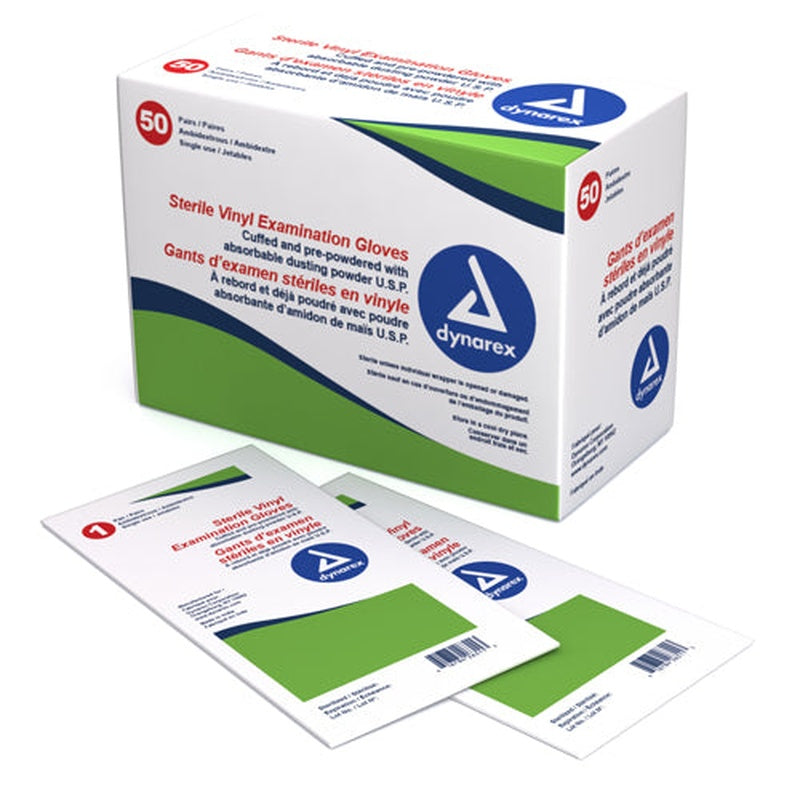 Sterile Vinyl Exam Gloves Small   50 Pr/ Bx   All Care Store
