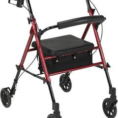 Drive Medical Aluminium Walker For Seniors and Elders, Wheel size 7.5 inch With Handle Height 31.5 - 35.5inch, Weight Capacity 300lbs Red Color ,Foldable, 11061B