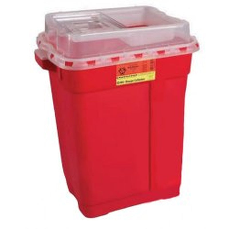 Sharps Container BD Red Base 26 1/4 H X 20 W X 14 3/4 D Inch Vertical Entry 19 Gallon