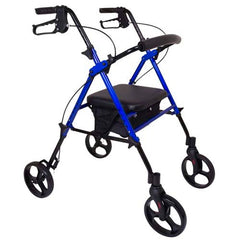 ProBasics Aluminum Height Adjustable Rollator - 8" Wheels - Comfortable Seat, Lockable Brakes, Convenient Storage - Mobility Aid for Seniors, Handicapped, Post-Surgery Recovery - Blue