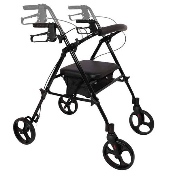 Rollator  Aluminum  Height Adjustable  Black   All Care Store 
