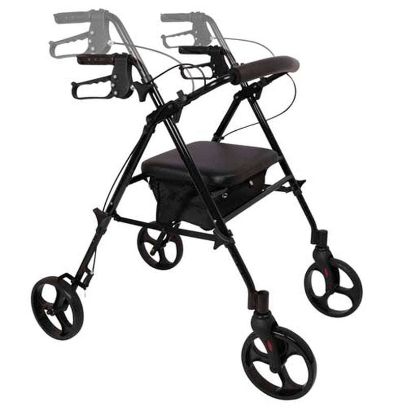 Rollator  Aluminum  Height Adjustable  Black   All Care Store 