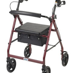 Rollator  Aluminum W/fold up & Remov Back  Padded Seat Red   All Care Store