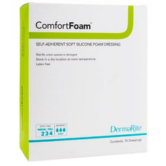 Foam Dressing ComfortFoam 3 X 3 Inch Without Border Film Backing Silicone Face Square Sterile, Packaging Type- Box
