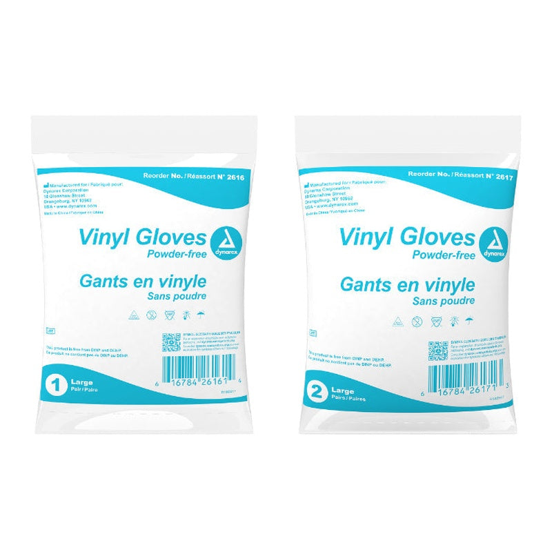 dynarex vinyl gloves in a bag powder free