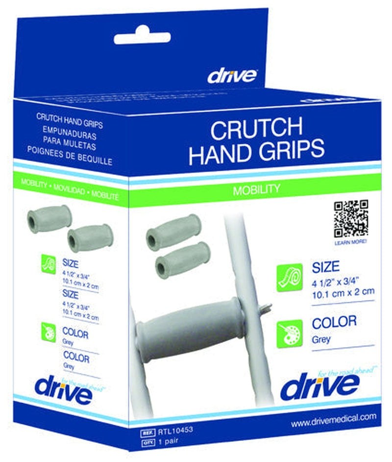 Crutch Grips (closed Style) Pair   Grey  (pair)   All Care Store