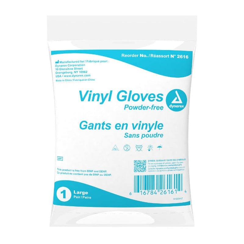 dynarex vinyl gloves in a bag powder free