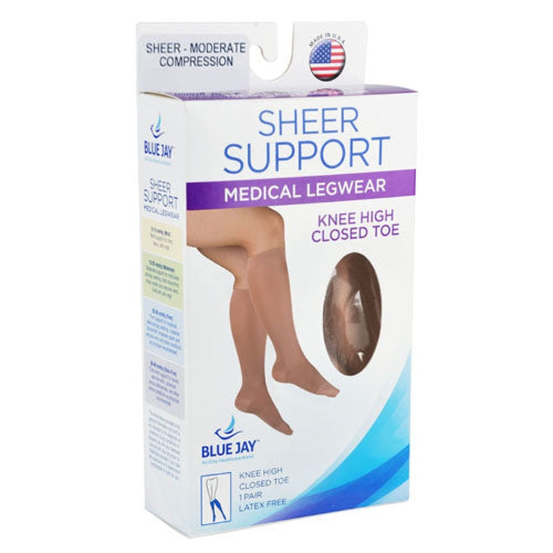 Ladies' Sheer Mild Support  Xl 15-20 Mmhg  Knee Highs  Beige