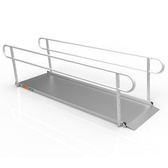 Portable Ramp  Solid Surface 10' W/handrails