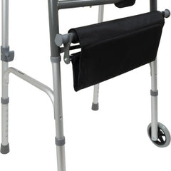 probasics two button folding walker with wheels and roll up seat
