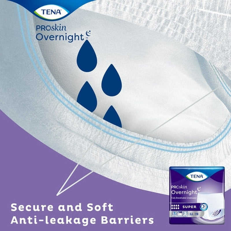 unisex adult absorbent underwear tena proskin overnight super pull on with tear away seams medium disposable heavy absorbency packaging type case