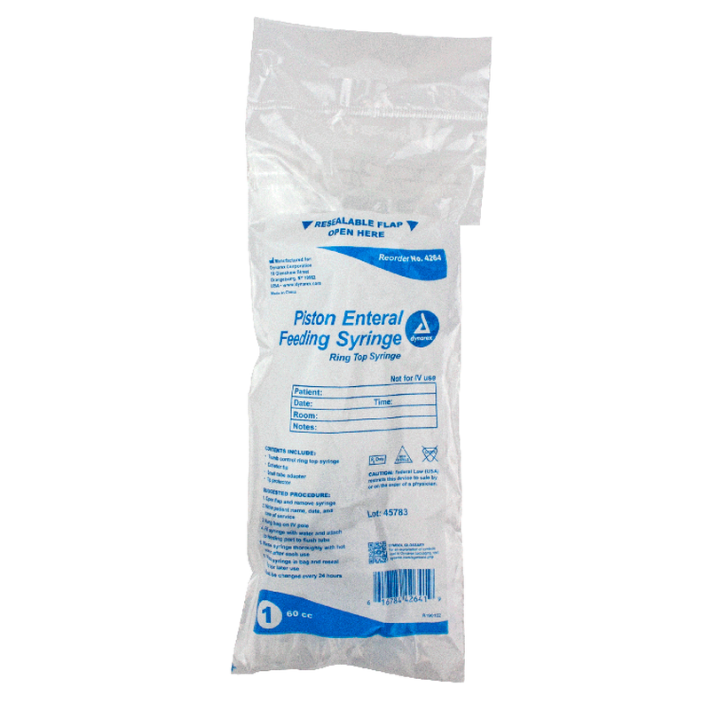 dynarex piston irrigation syringe 60 cc pack type 30 box per case
