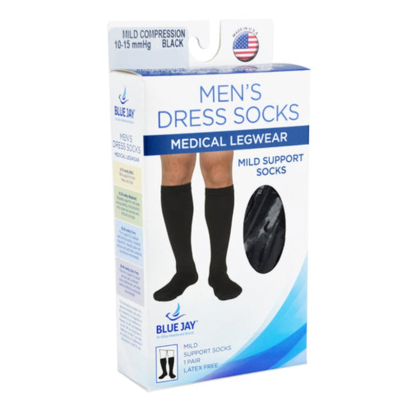 Men's Mild Support Socks 10-15mmhg  Black  Extra Large