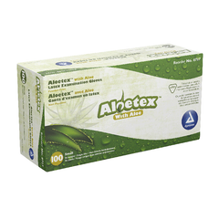 dynarex aloetex latex exam gloves with aloe powder free