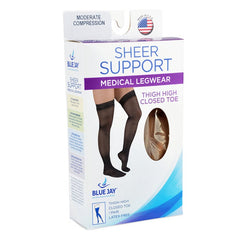 Ladies' Shr Moderate Supprt Sm 15-20mmhg Thgh W/staytop Beige