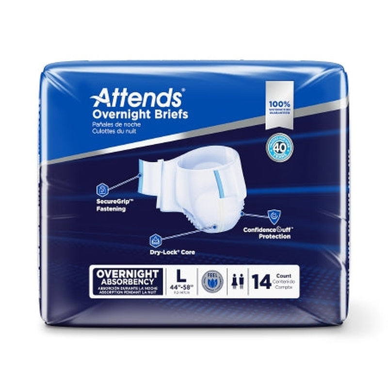 Unisex Adult Incontinence Brief Attends Overnight Large Disposable Heavy Absorbency