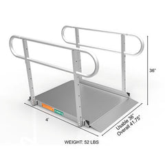 Portable Ramp  Solid Surface 4' W/handrails Two-line 3g