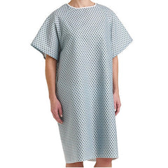 Royale Patient Gowns - Pack of 12 & 1 OSFM, Stylish 2-Tone Print, Comfortable & Durable for Patient Care, Ideal for Hospitals & Clinics.