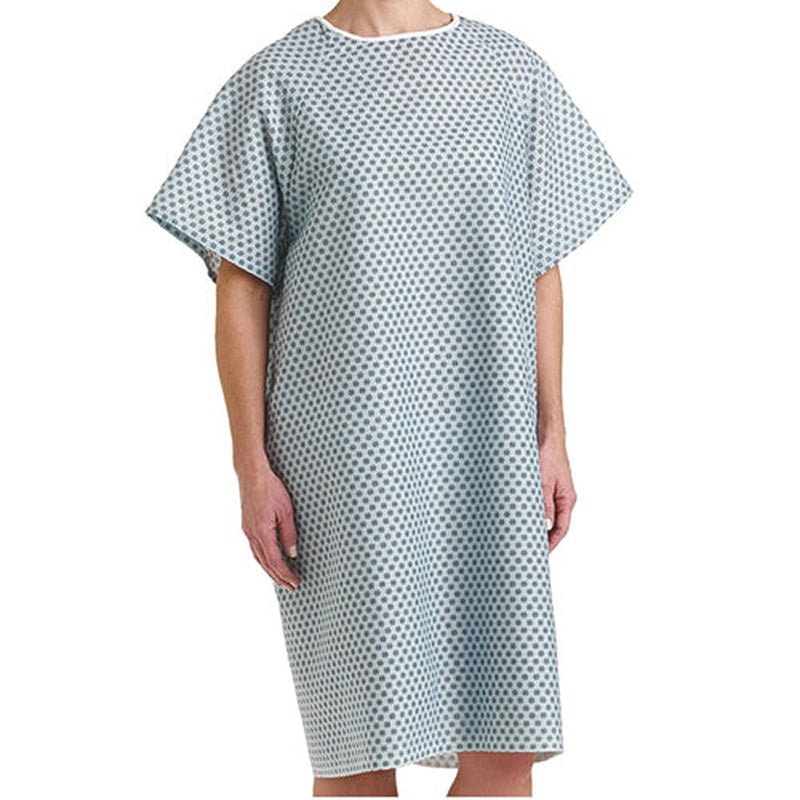 Royale Patient Gowns - Pack of 12 & 1 OSFM, Stylish 2-Tone Print, Comfortable & Durable for Patient Care, Ideal for Hospitals & Clinics.
