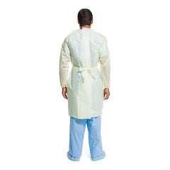 protective procedure gown halyard basics one size fits most yellow nonsterile aami level 2 disposable packaging type case