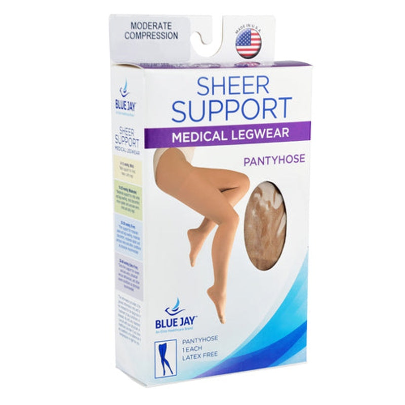 Ladies' Sheer Moderate  Medium 15-20mmhg  Panty Hose  Beige