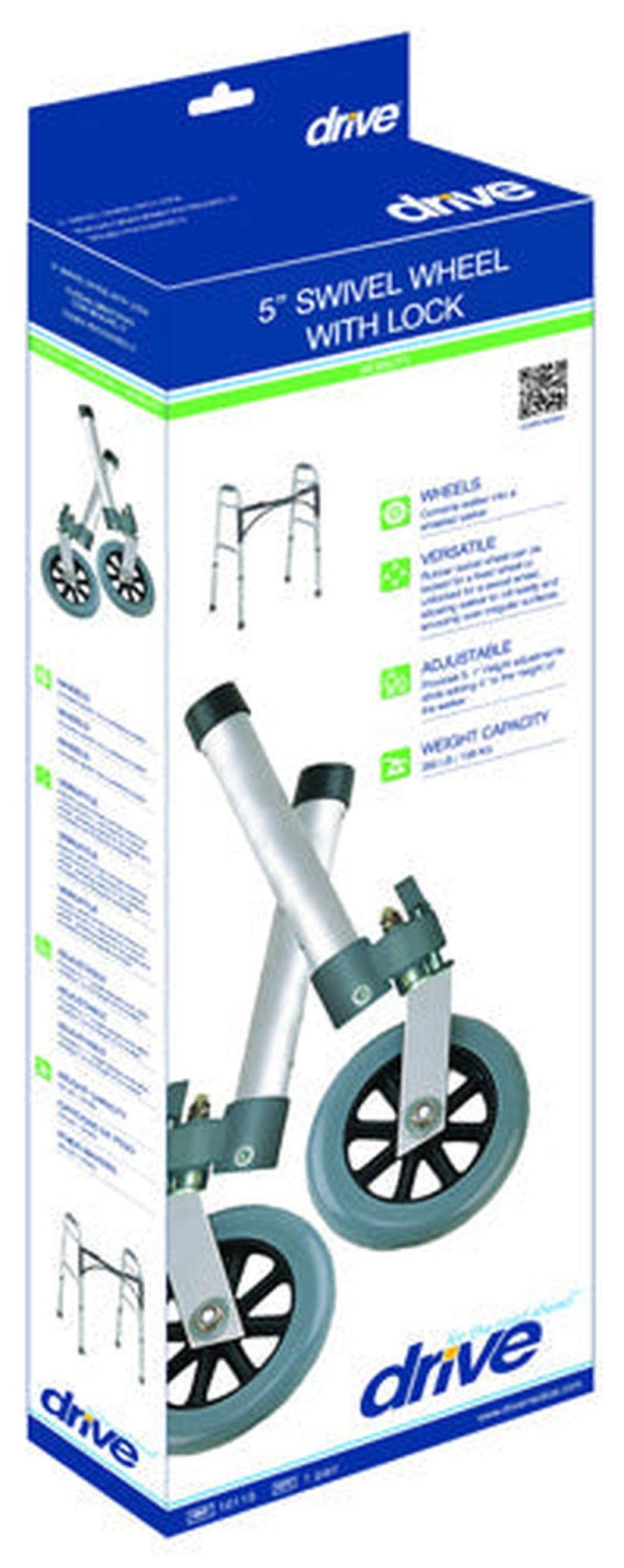 Comb. Swivel/fixed Wheels 5  W/lock & Rear Glides (pr)   All Care Store