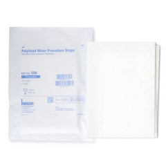 Busse Hospital Disposables Poly Lined Towel Drape – White Sterile Fenestrated with Adhesive, 18 x 26 Inch (Box of 50)