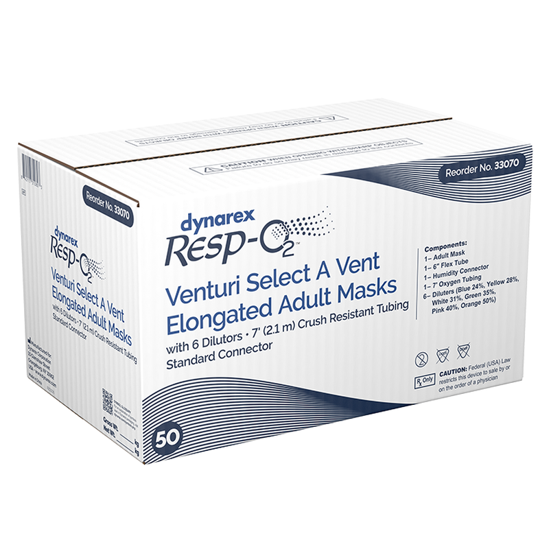 Dynarex Venturi Masks with Dilutors & Dial - Enhance Oxygen Therapy with Adjustable Flow for Optimal Breathing Comfort and Accurate Delivery.