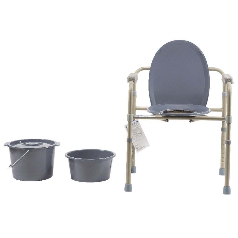 dynarex elongated folding bedside commode bulk packed